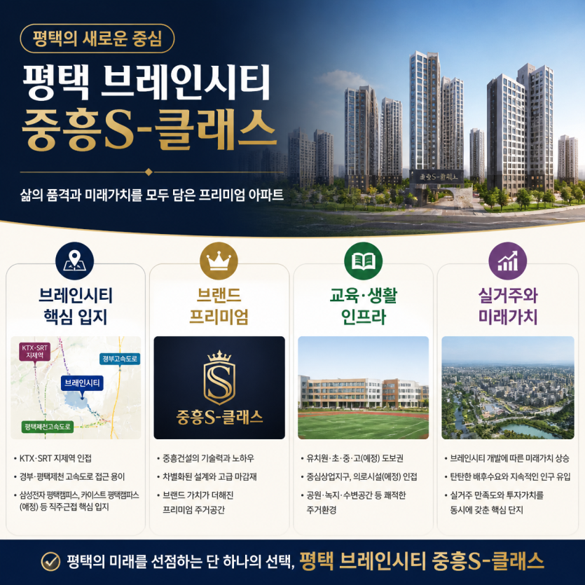 평택 브레인시티 중흥S-클래스 핵심 입지와 분양 포인트 총정리