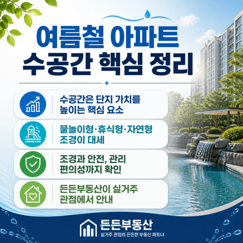 여름철 아파트 수공간 명품 단지 요약