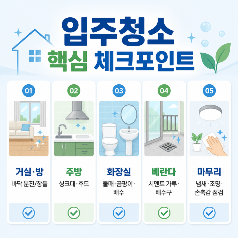 입주청소 체크포인트 한눈에 보기