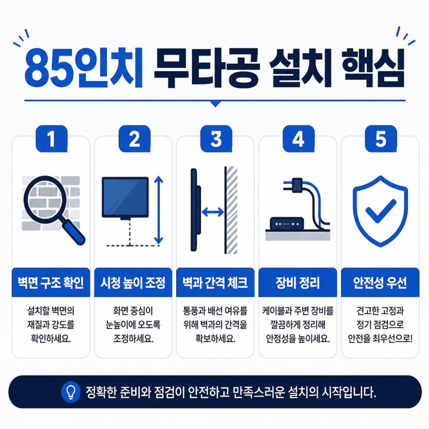 85인치 무타공 설치 전 핵심 확인