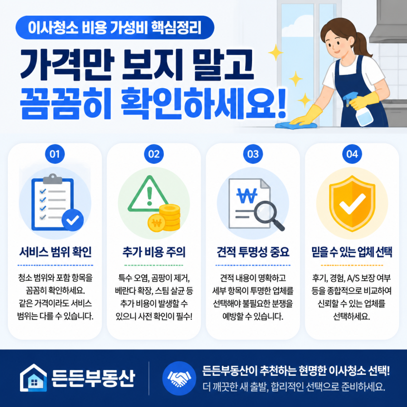 이사청소 비용과 가성비 핵심정리
