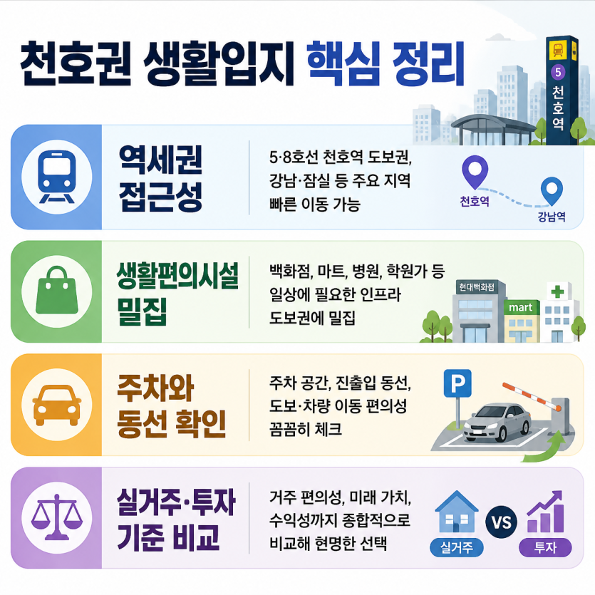천호권 핵심 입지와 생활편의 한눈에