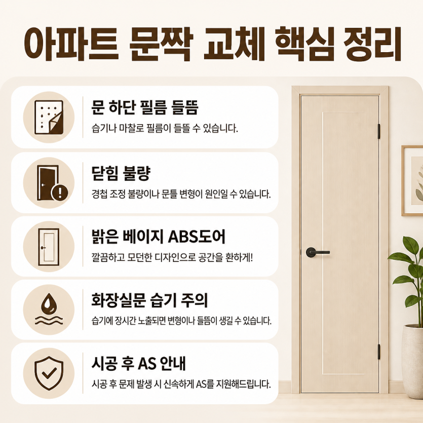 아파트 문짝교체 핵심안내