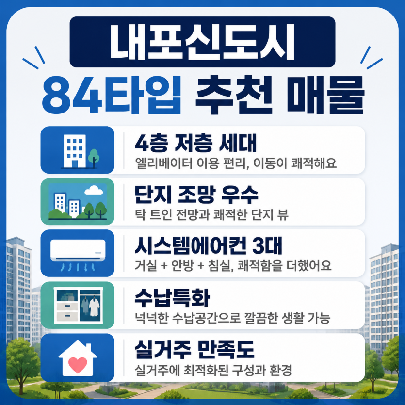 내포신도시 84타입 조망과 수납이 돋보이는 매물