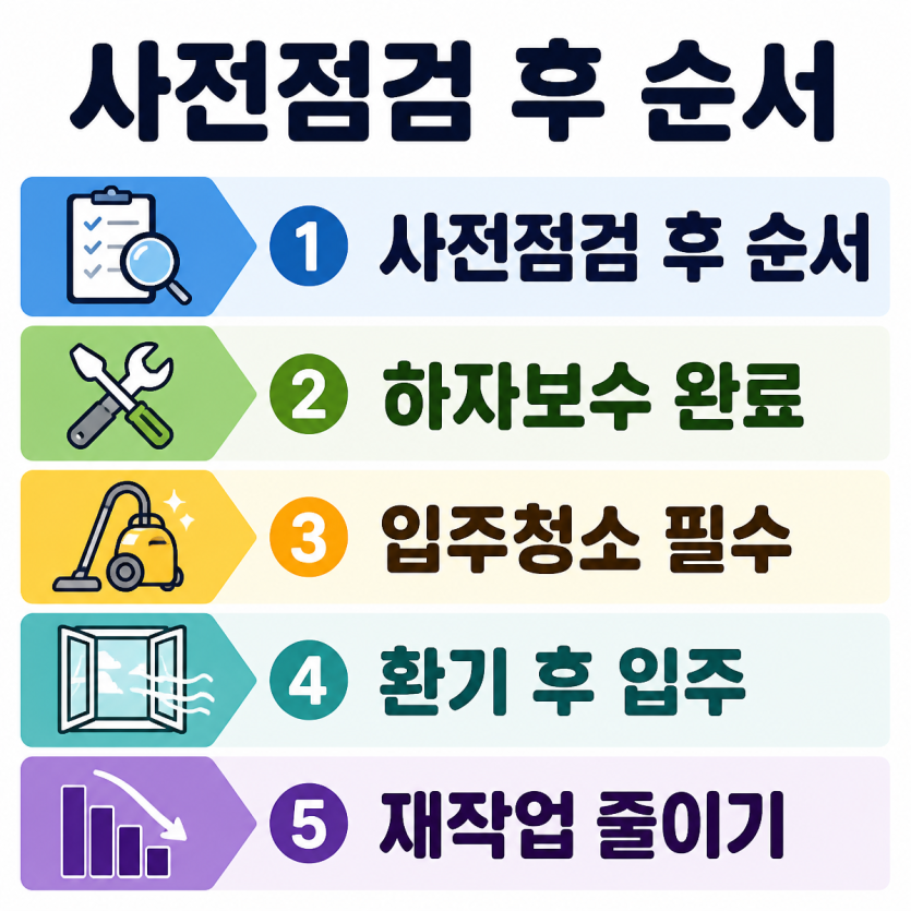 사전점검 후 하자보수와 입주청소 순서 안내