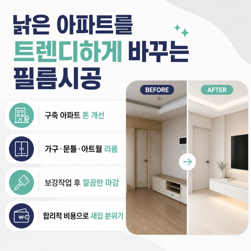 낡은 아파트를 트렌디하게 바꾸는 필름시공