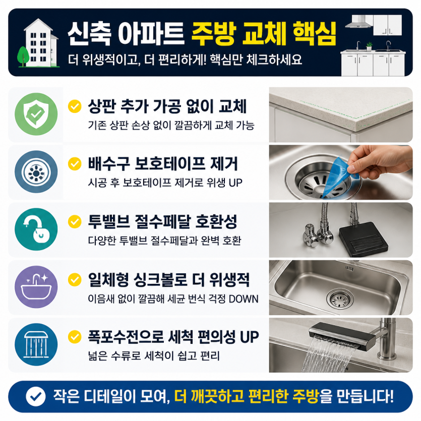 신축 아파트 주방 교체 핵심 정리
