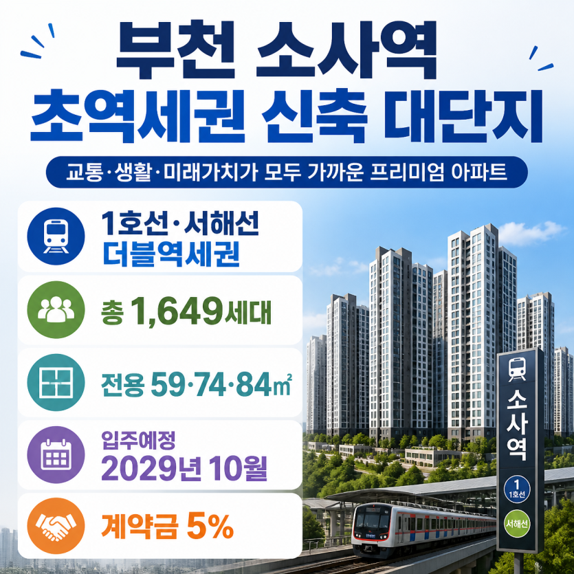 소사역 초역세권 신축 대단지 핵심정리