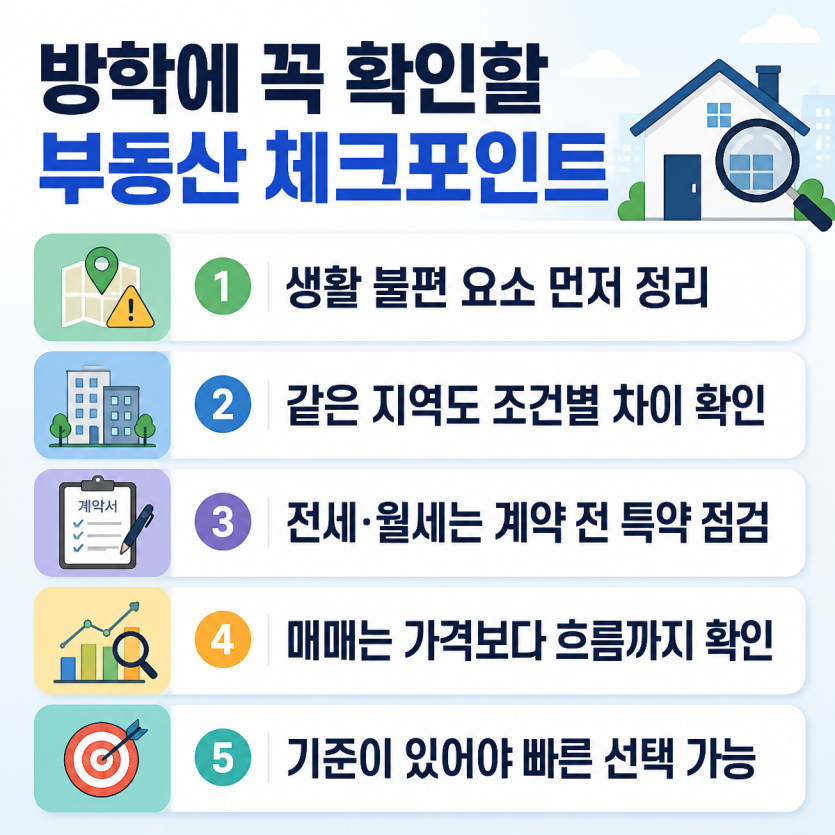 방학 전 부동산 점검 핵심 체크포인트