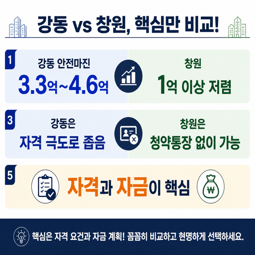 강동은 안전마진, 창원은 낮은 문턱 청약