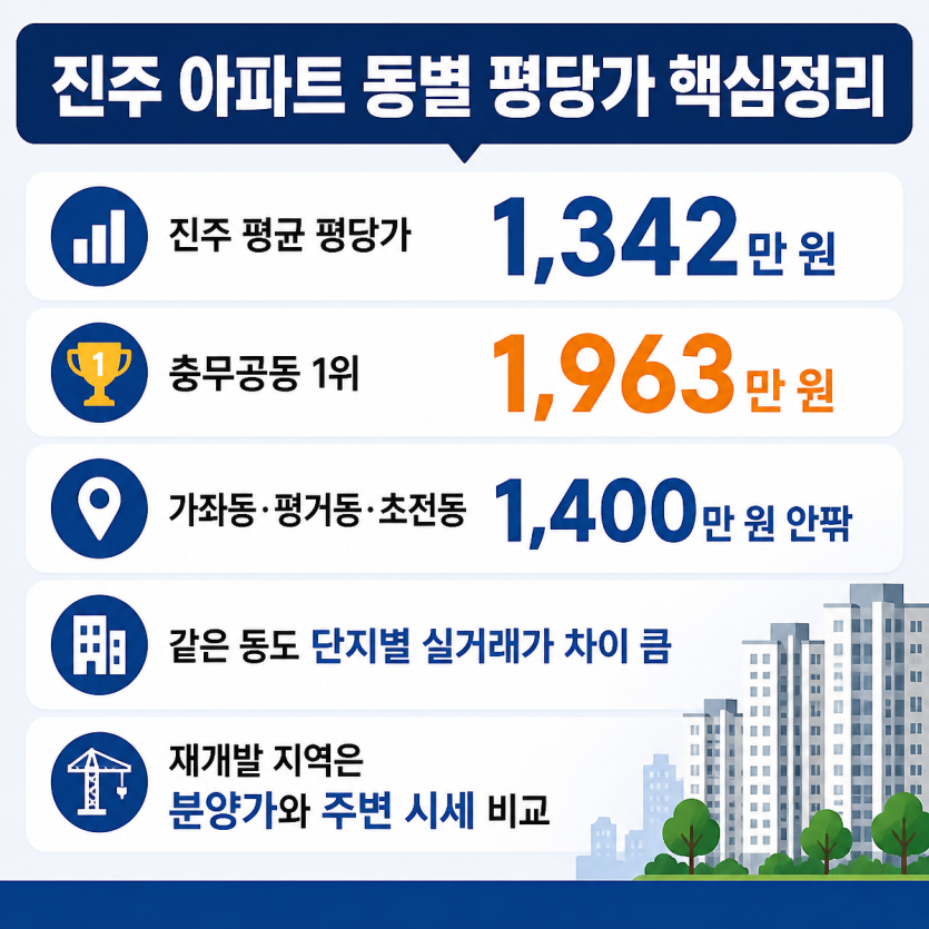 진주 아파트 동별 평당가와 실거래가 핵심정리