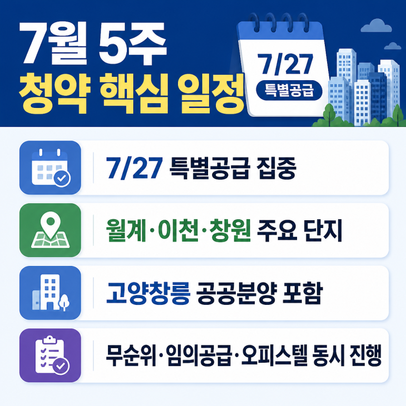 7월 5주 청약 일정 핵심 총정리