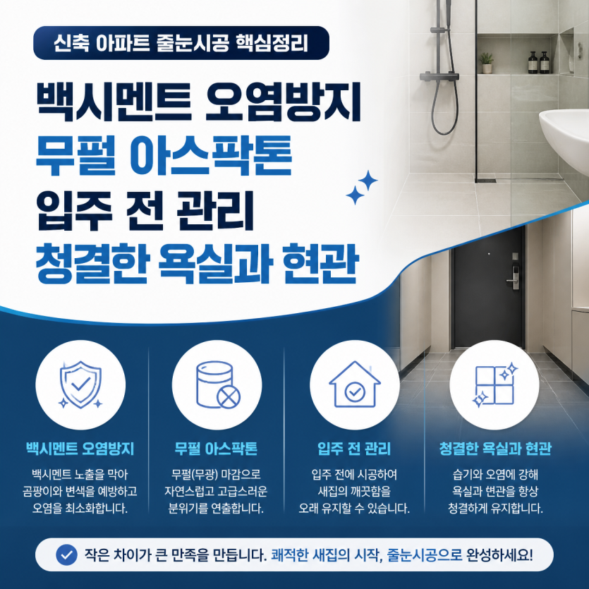 신축 아파트 줄눈시공 핵심관리법