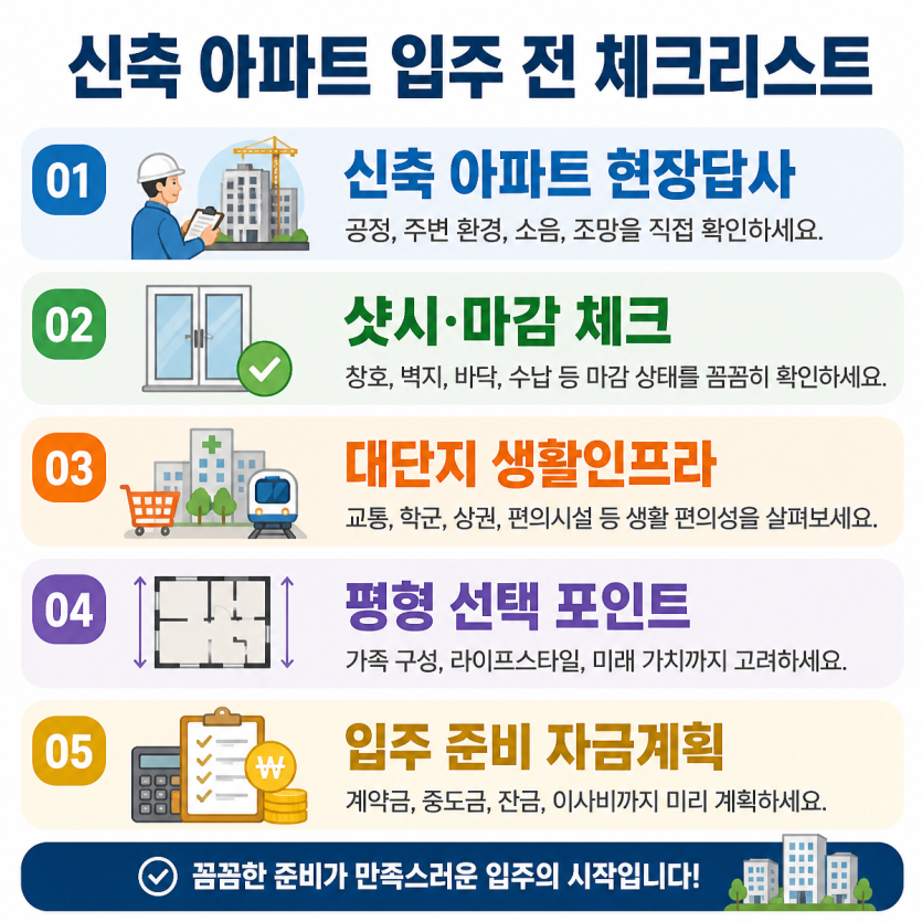 신축 아파트 현장답사와 입주 준비 핵심정리