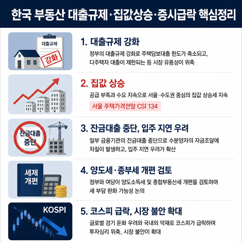 부동산 대출규제와 증시급락 핵심정리
