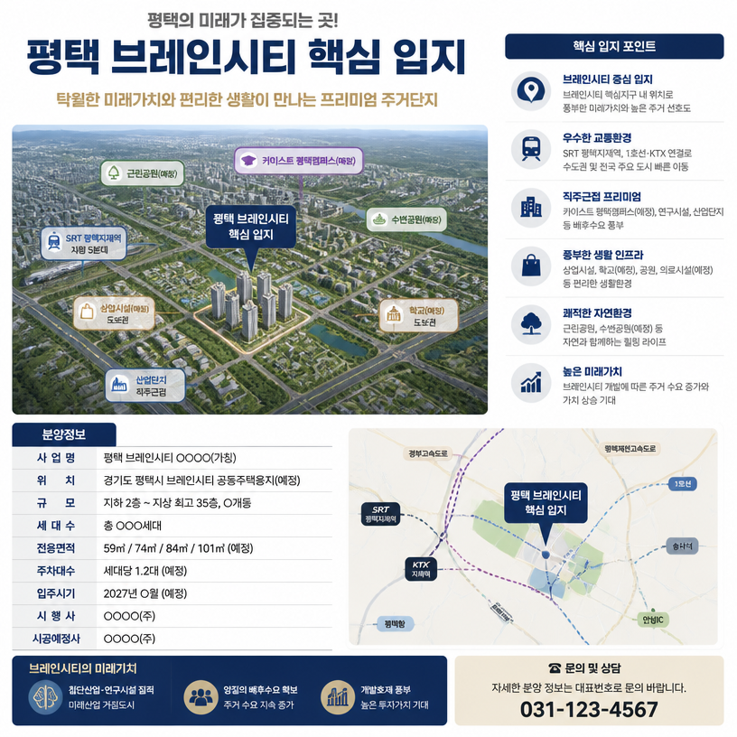 평택 브레인시티 핵심 입지와 분양정보