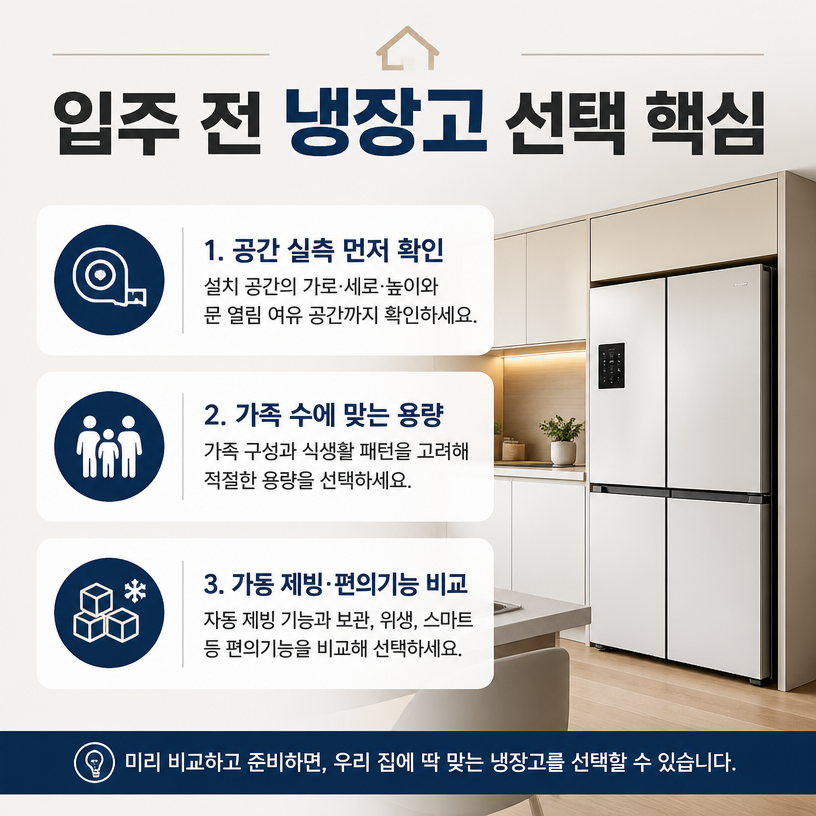 입주 전 냉장고 선택 핵심 체크포인트