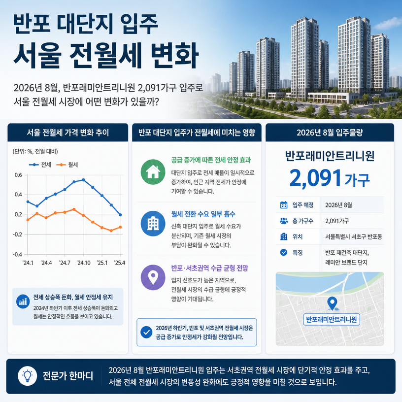 반포 대단지 입주로 전월세 변화 예상