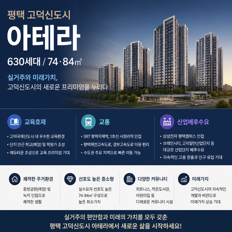 평택 고덕신도시 아테라 핵심분양정보 한눈에