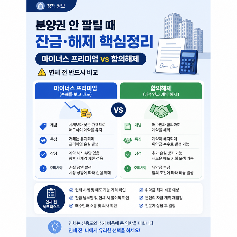분양권 안 팔릴 때 잔금·해제 대응 핵심정리