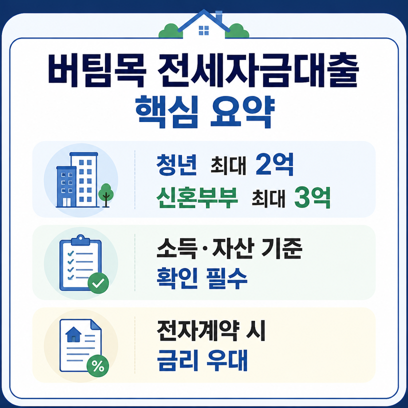 버팀목 전세자금대출 핵심 자격·한도·금리 안내
