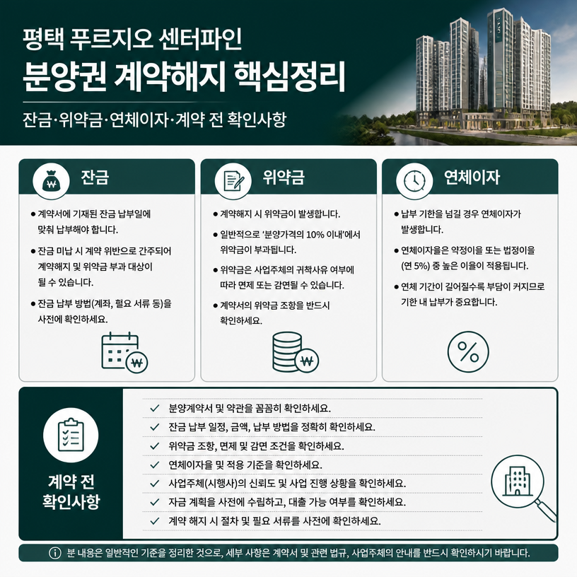 분양권 계약해지 잔금 위약금 핵심정리