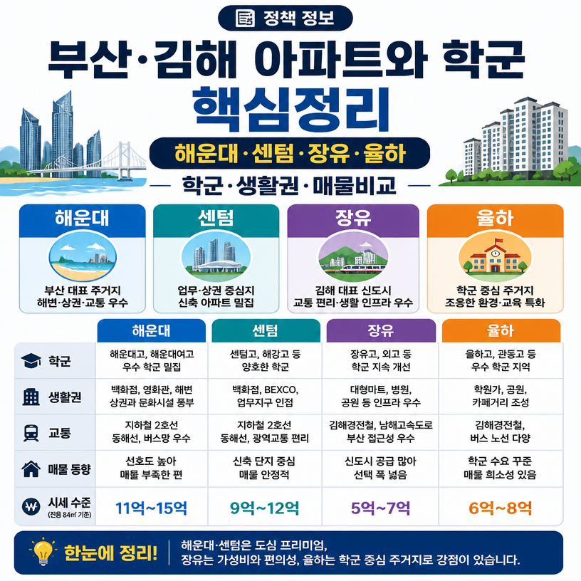 부산·김해 아파트와 학군 핵심정보