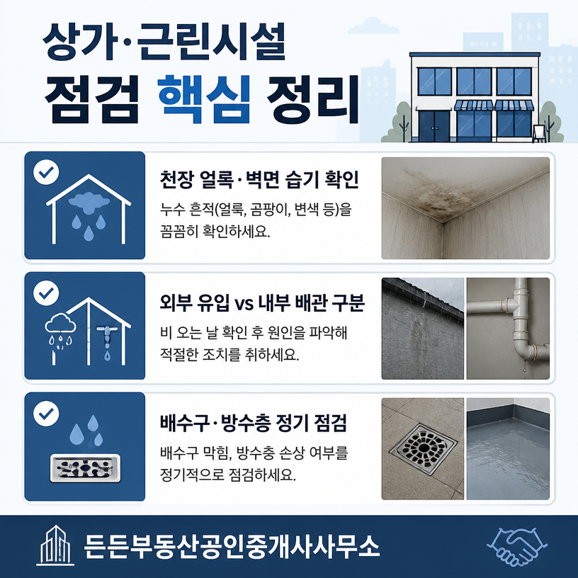 상가와 근린시설의 누수·습기 점검 핵심 정리
