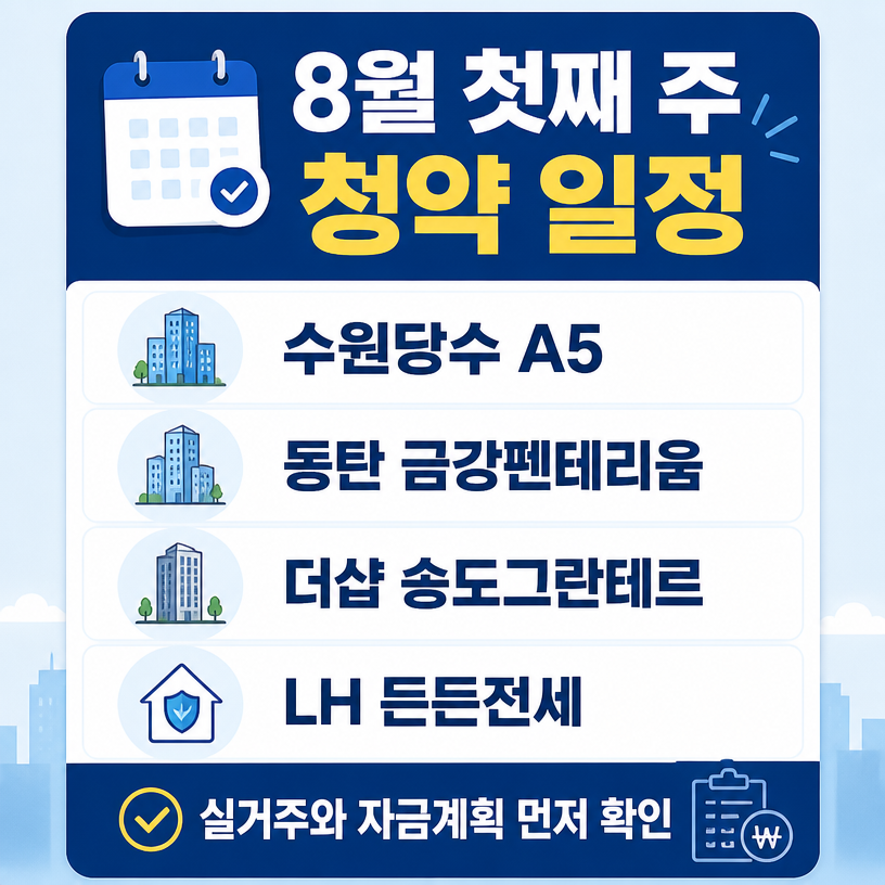 8월 첫째 주 청약 핵심단지와 임대 일정 총정리