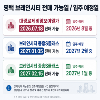 평택 브레인시티 전매와 입주일 핵심정리
