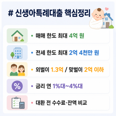 신생아특례대출 한도·금리 핵심정리